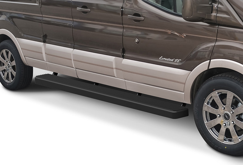 2015-Up Ford Transit 130" WB. (150/250 Versions) Running Boards (Aluminum Black Side Edge) Running Boards APS Auto   
