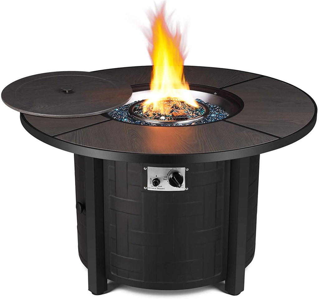 Propane Fire Pit Table 42" with Blue Fire Glass & Coffee Table Fire Pit Premier Home AE   