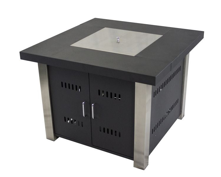 Montreal 38" Matte Black and Stainless Steel Gas Fire Pit Table Fire Pit GHP Group   