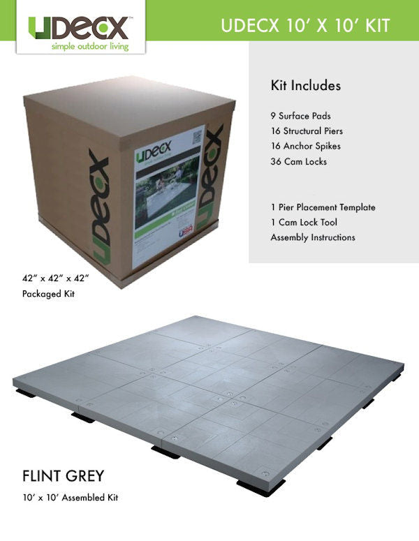 UDECX®: 10' X 10' Patio Deck Kit - Flint Grey Patio UDECX   
